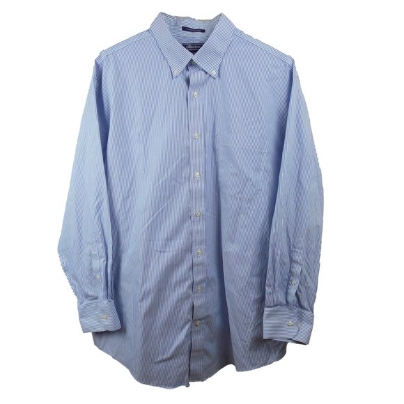 Lands' End Other - LANDS' END Men's 18-34 No Iron Supima Pinpoint Traditional Fit Blue/White Stripe